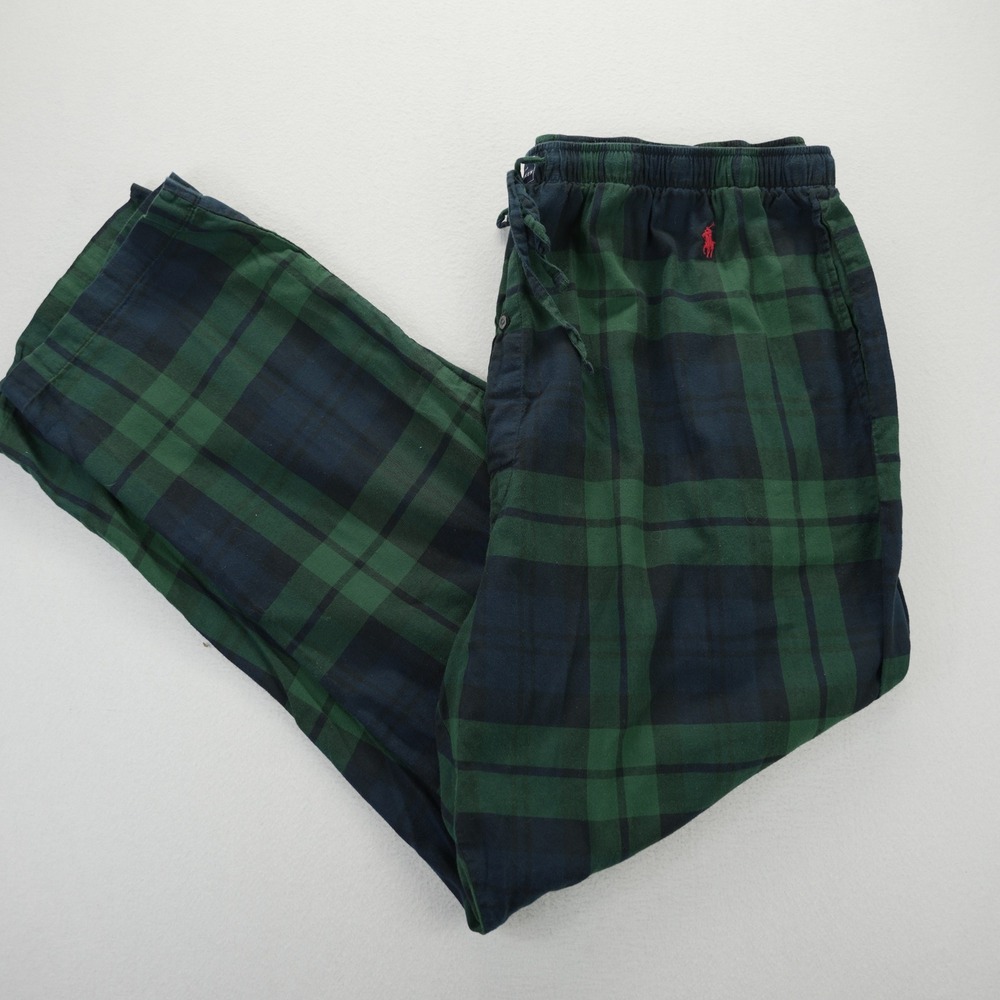 Polo Ralph Lauren Mens Navy Watch Plaid Pajama Pants Green Blue 2XL Tall 2XT